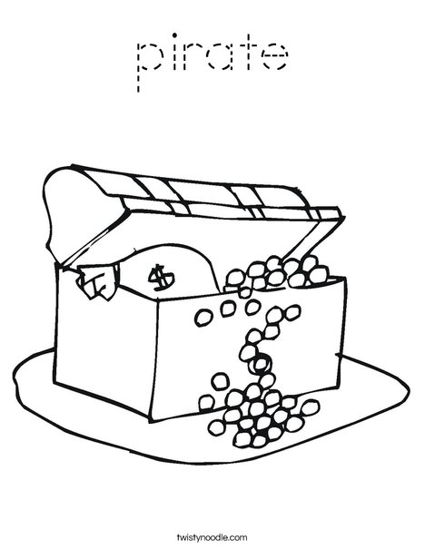 Treasure Chest with Gold Coloring Page