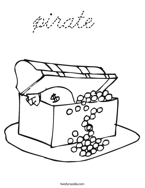 Treasure Chest with Gold Coloring Page