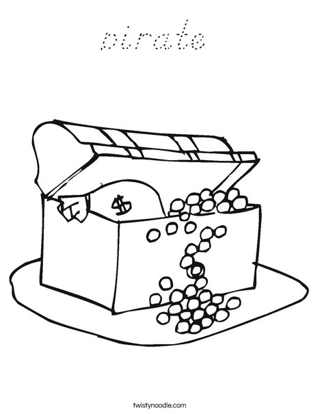 Treasure Chest with Gold Coloring Page