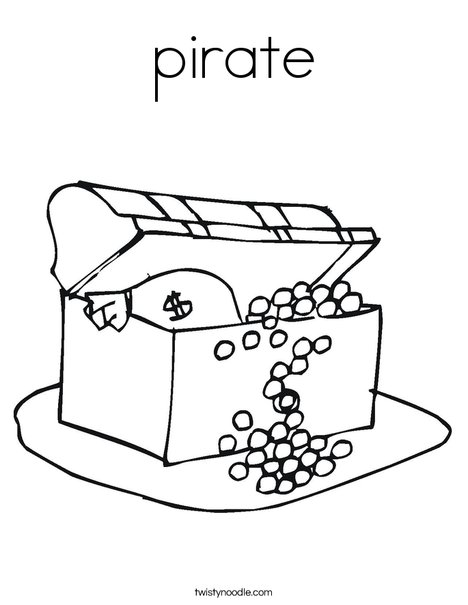 Treasure Chest with Gold Coloring Page