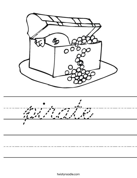 Treasure Chest with Gold Worksheet