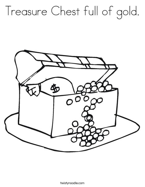 Treasure Chest with Gold Coloring Page