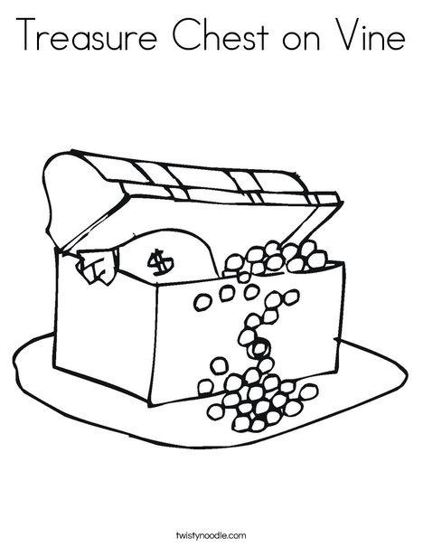 Treasure Chest with Gold Coloring Page