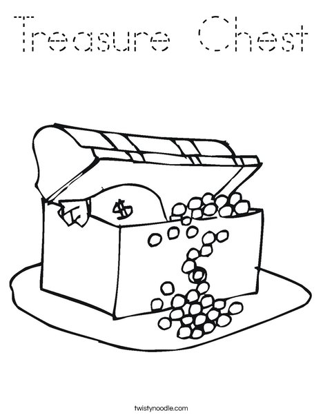 Treasure Chest with Gold Coloring Page