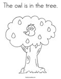 The owl is in the tree.Coloring Page