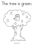The tree is green. Coloring Page