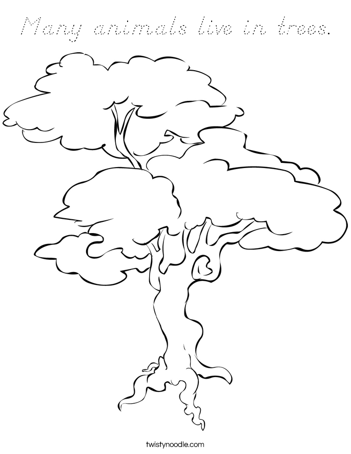 Many animals live in trees. Coloring Page