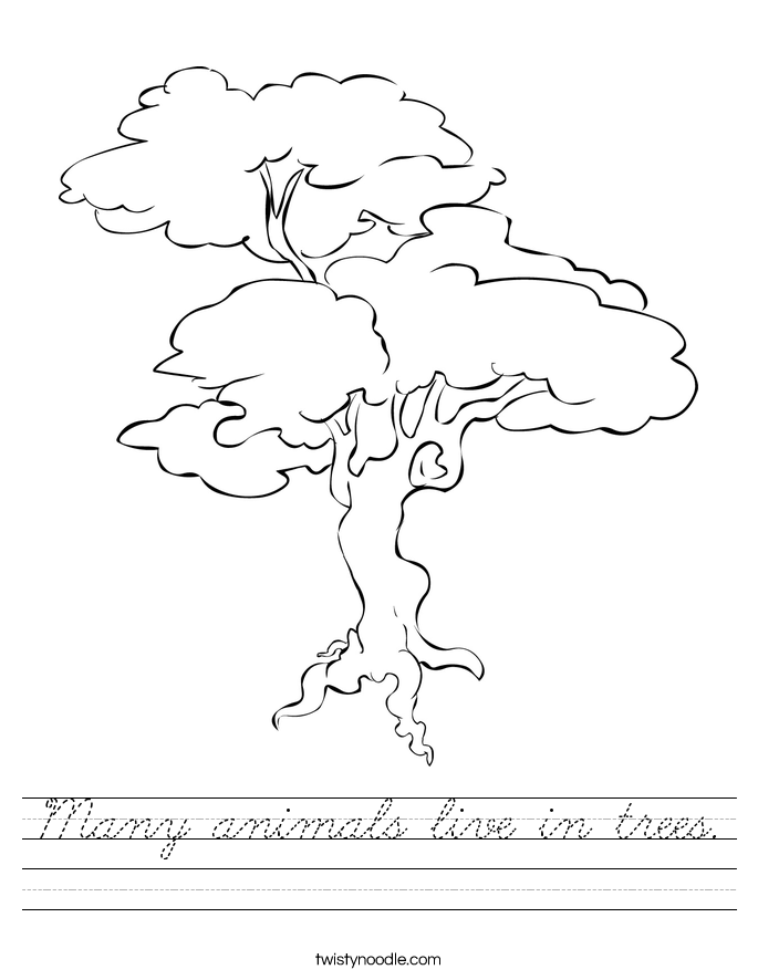 Many animals live in trees. Worksheet