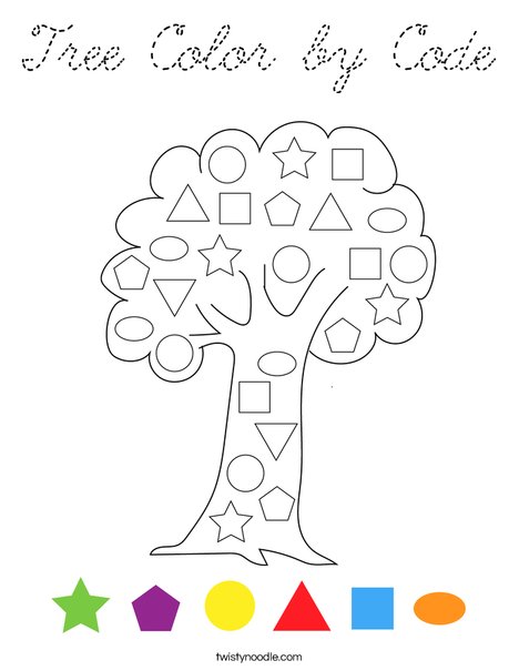 Tree Color by Code Coloring Page