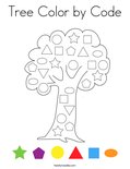 Tree Color by Code Coloring Page