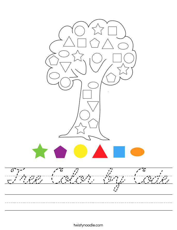 Tree Color by Code Worksheet