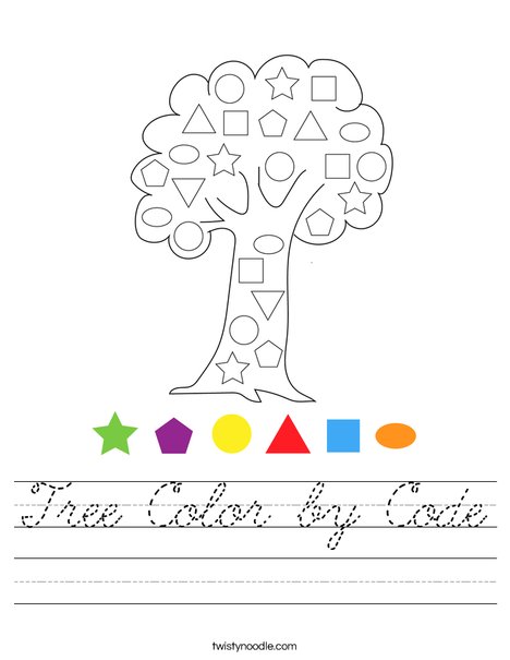 Tree Color by Code Worksheet