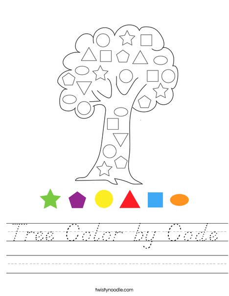 Tree Color by Code Worksheet