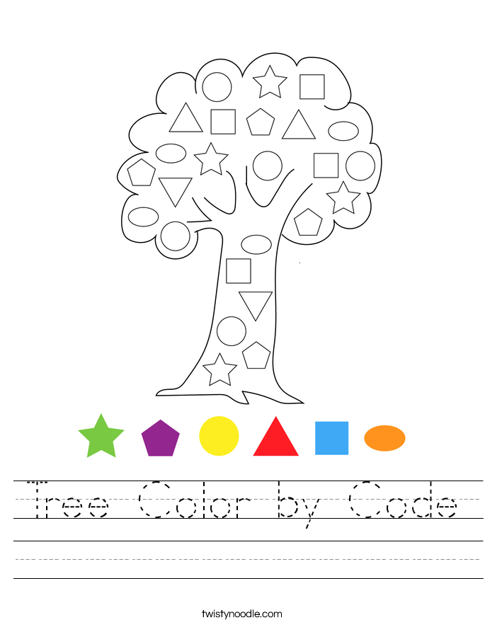 Tree Color by Code Worksheet