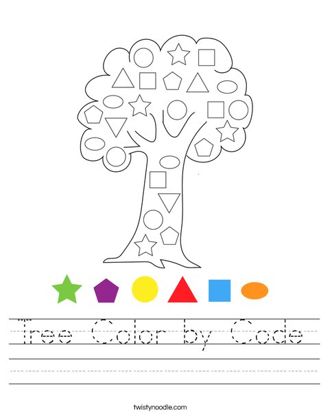 Tree Color by Code Worksheet