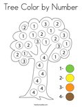 Tree Color by Number Coloring Page