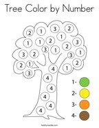 Tree Color by Number Coloring Page
