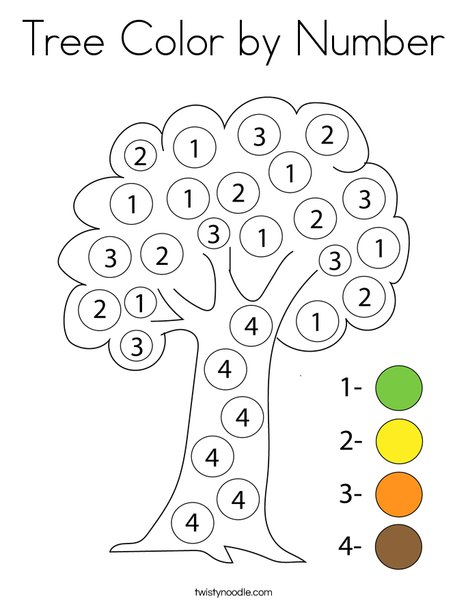 Tree Color by Number Coloring Page