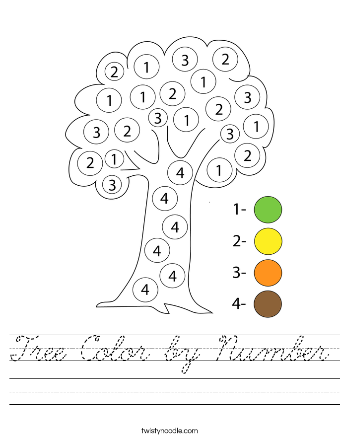 Tree Color by Number Worksheet