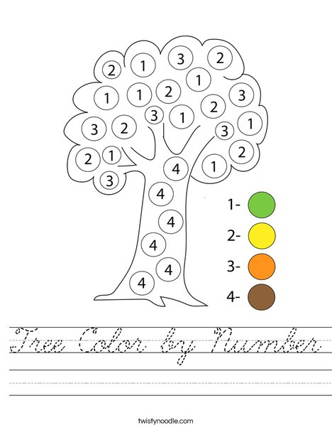 Tree Color by Number Worksheet