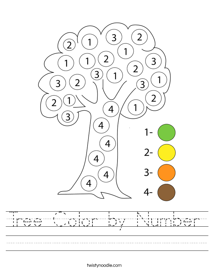 Tree Color by Number Worksheet