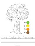 Tree Color by Number Worksheet