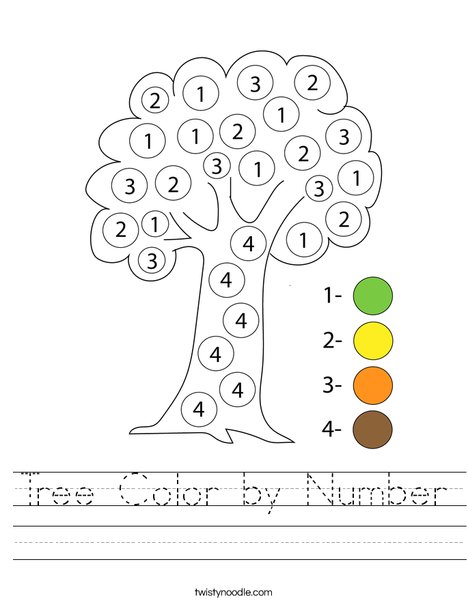 Tree Color by Number Worksheet