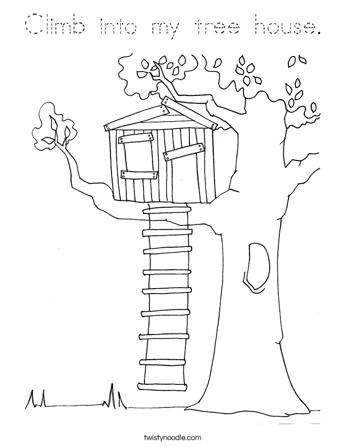 Climb into my tree house. Coloring Page