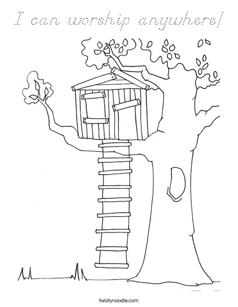 Tree House Coloring Page