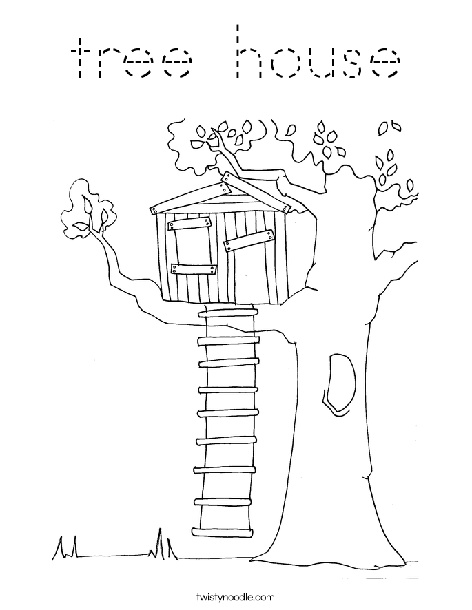 tree house Coloring Page - Tracing - Twisty Noodle