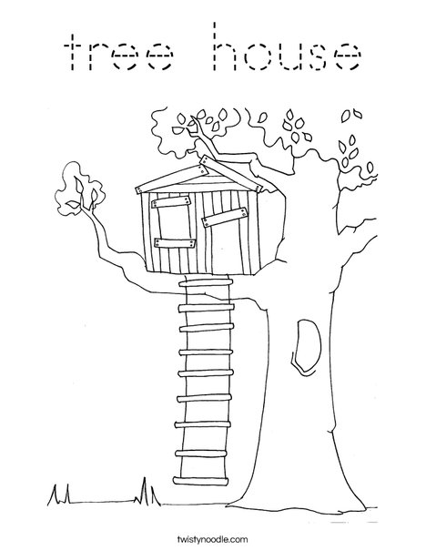 tree house Coloring Page - Tracing - Twisty Noodle