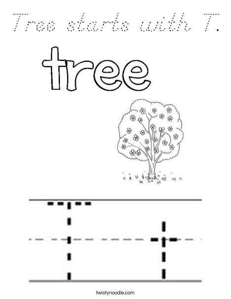 Tree starts with T! Coloring Page