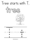 Tree starts with T Coloring Page