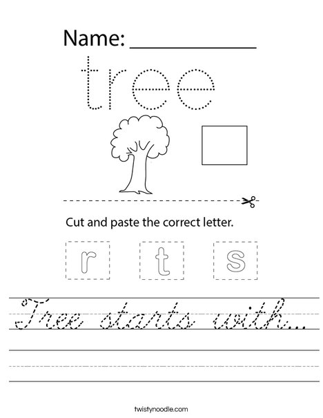 Tree starts with... Worksheet