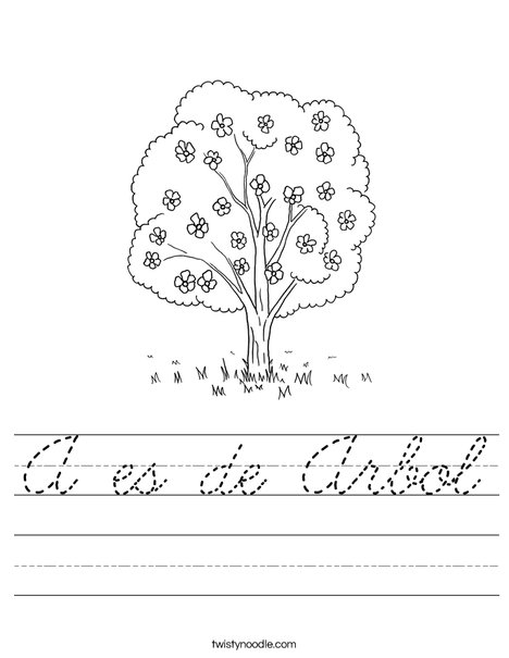 Tree with Flowers Worksheet