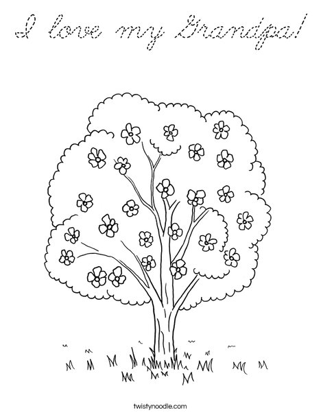 Tree with Flowers Coloring Page