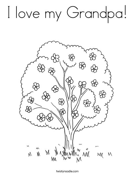 Tree with Flowers Coloring Page