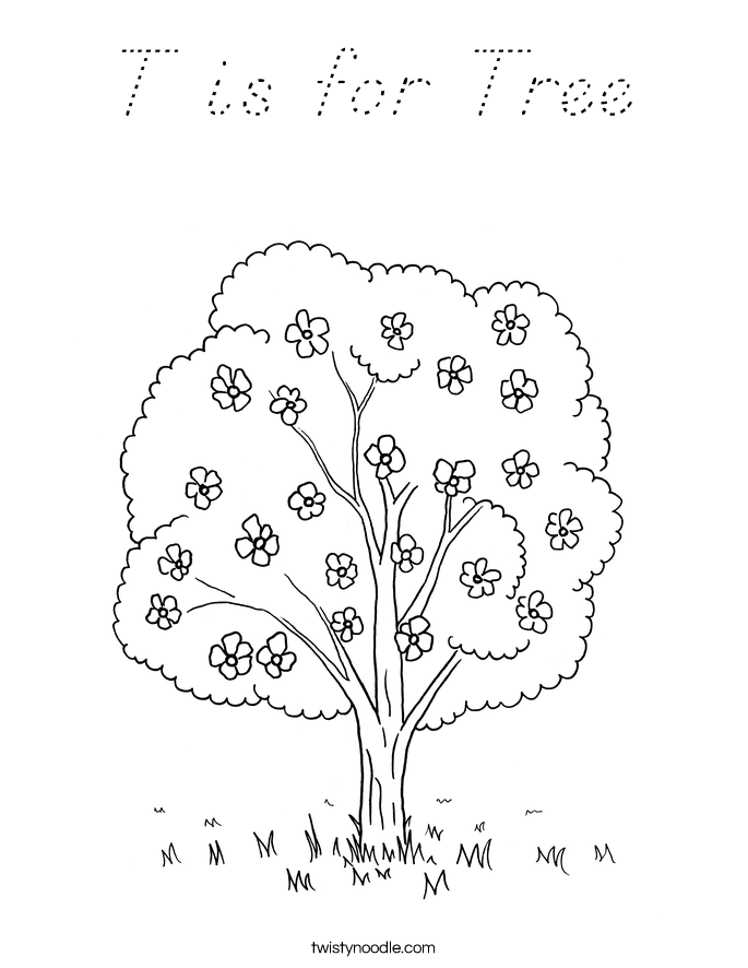 T is for Tree Coloring Page