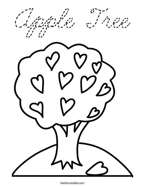 Tree with Hearts Coloring Page