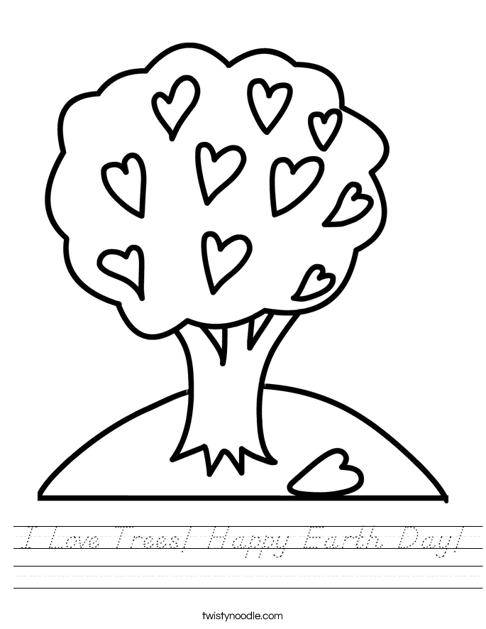 I Love Trees! Happy Earth Day! Worksheet