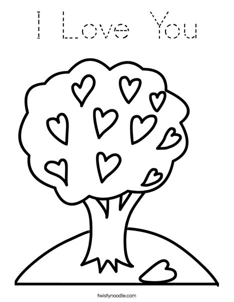 Tree with Hearts Coloring Page
