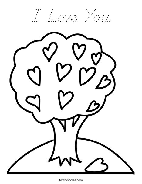 Tree with Hearts Coloring Page