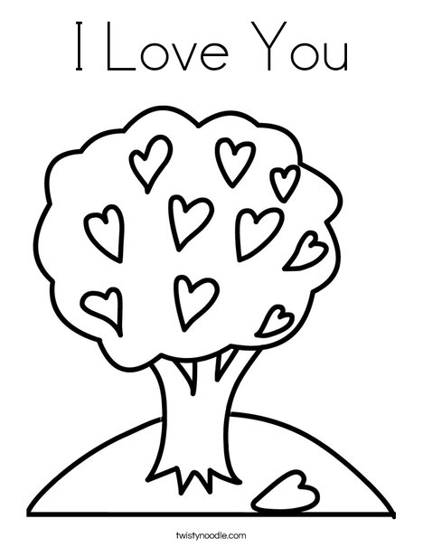 Tree with Hearts Coloring Page