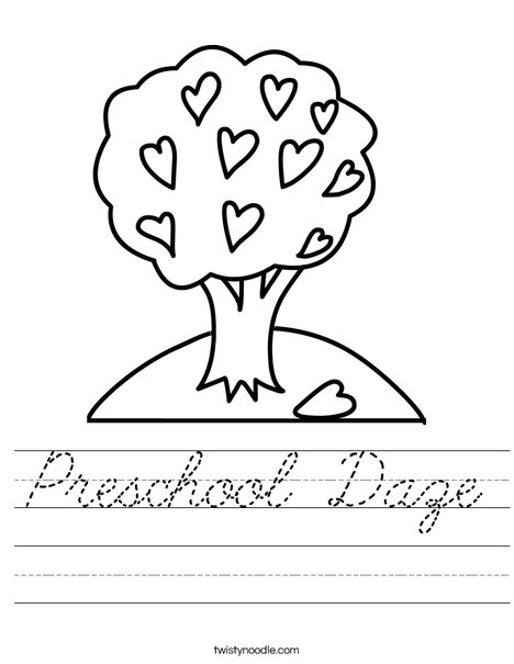 Tree with Hearts Worksheet