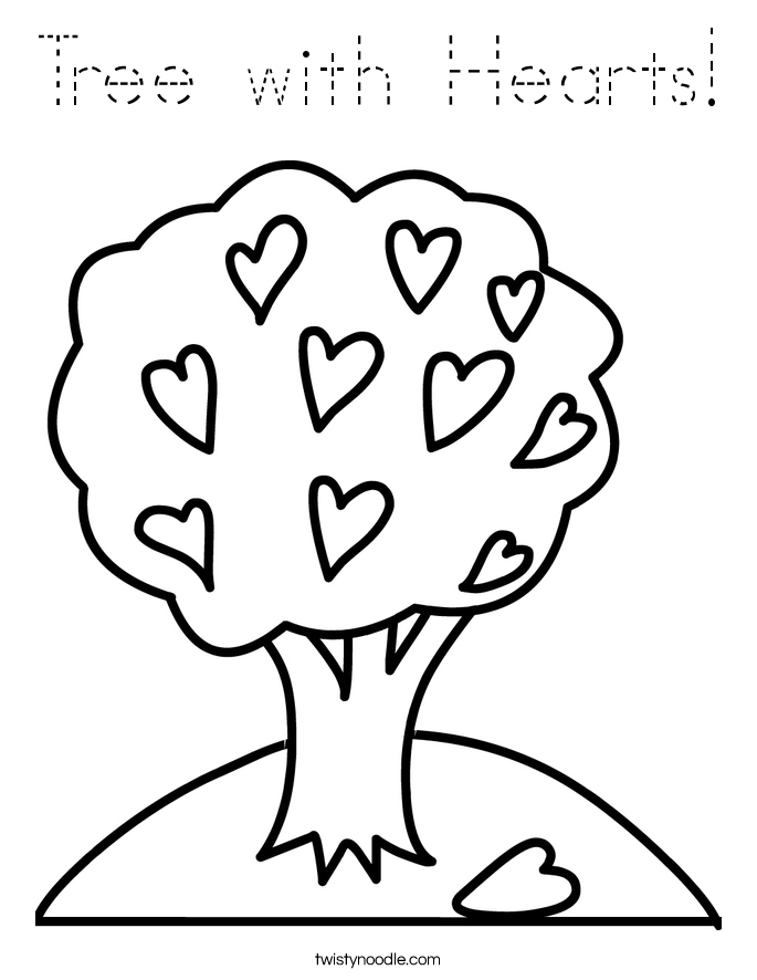 Tree with Hearts! Coloring Page