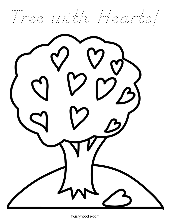 Tree with Hearts! Coloring Page