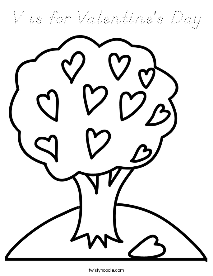 V is for Valentine's Day Coloring Page