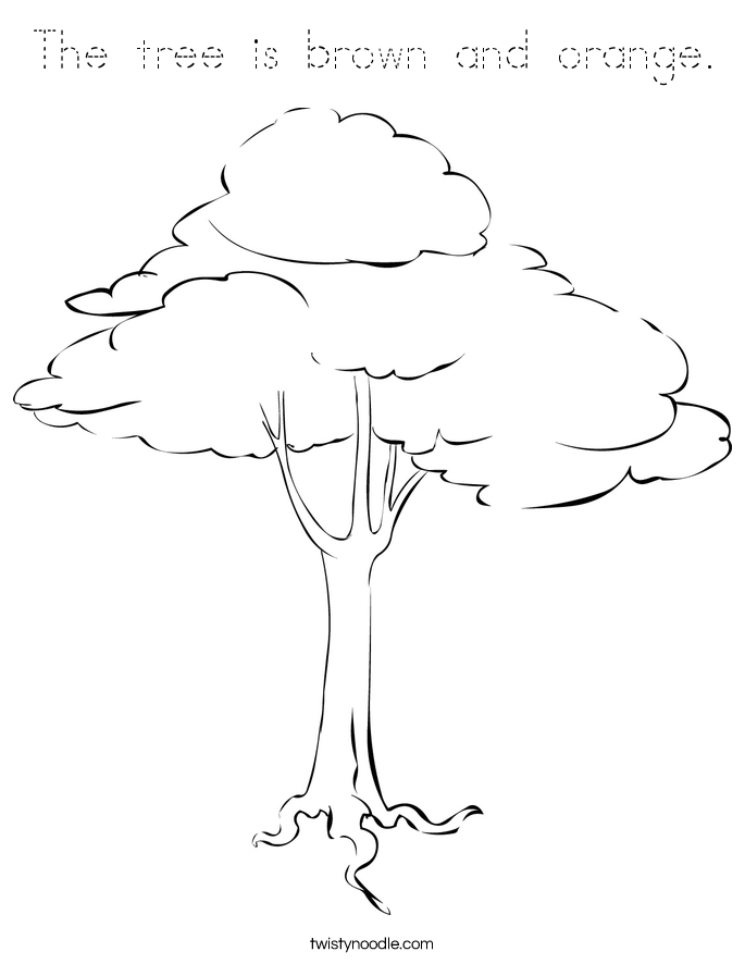 The tree is brown and orange. Coloring Page
