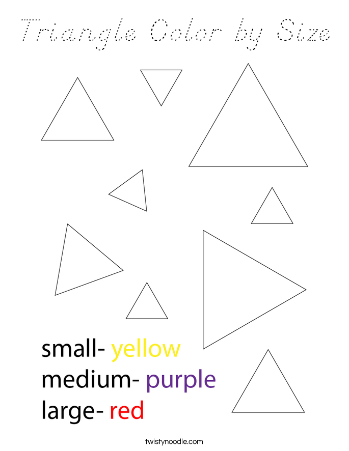 Triangle Color by Size Coloring Page