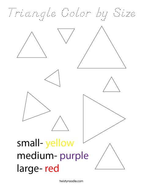 Triangle Color by Size Coloring Page